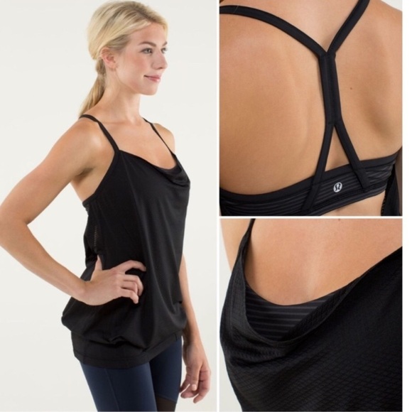 L.Lululemon C.Y.B Tank Black / Hyper Stripe Black - Picture 2 of 16